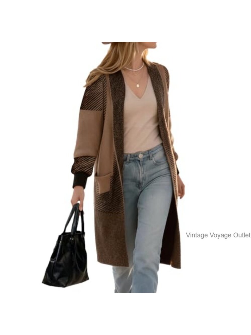 Women's Long Cardigan Sweater Chunky Open Front Knit Coat